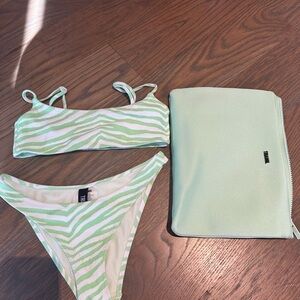Green and white TRAINGL bikini